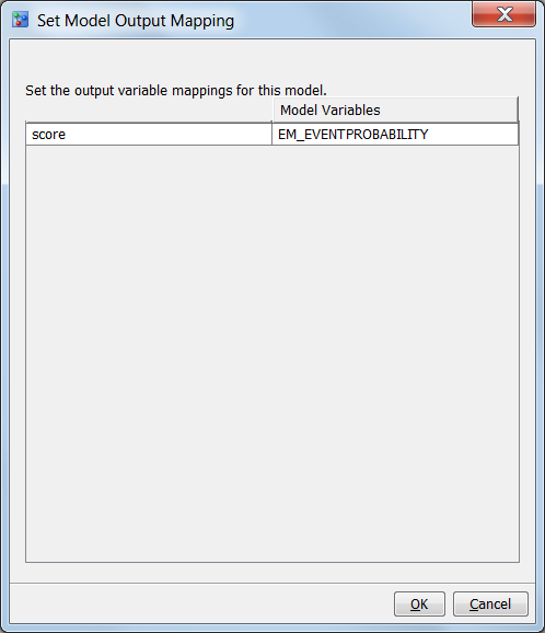 Set Model Output Mapping window