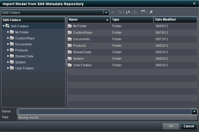 Import Models from SAS Metadata Repository