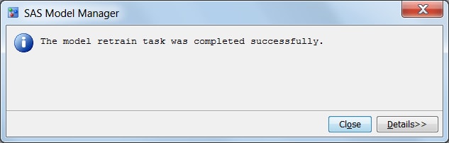 Execute Model Retrain Task Success Message