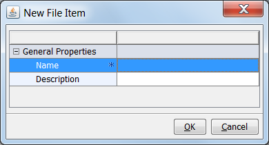 New File Item Window