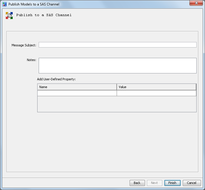 Second Window for Publish to a SAS Channel