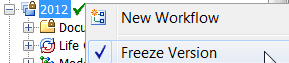 Unfreeze Version on the Menu