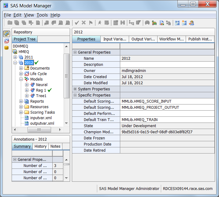 Version Metadata Tabs