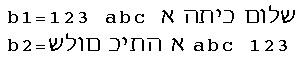 $BIDI example showing lines written to SAS log with Hebrew characters reversed