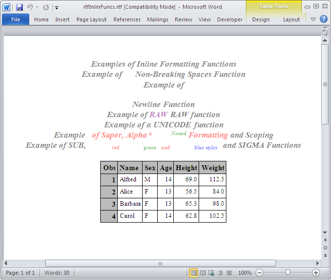 RTF output graphic