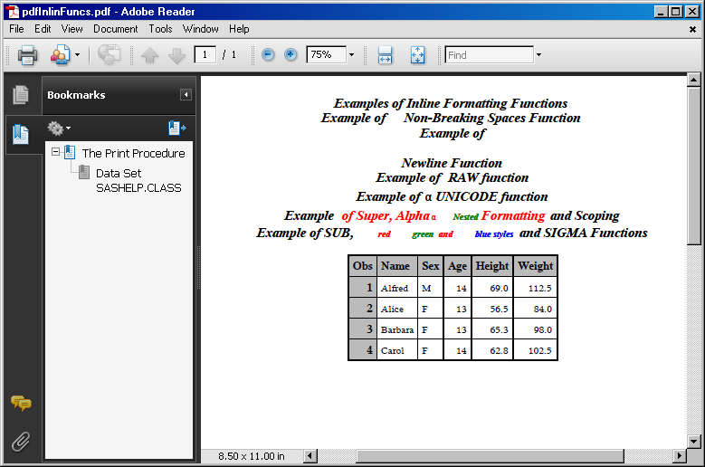 PDF output graphic