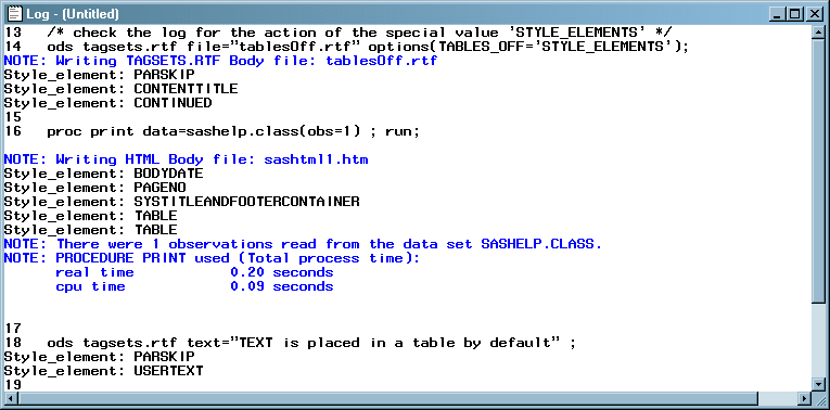 RTF Output Using TABLES_OFF=style_elements