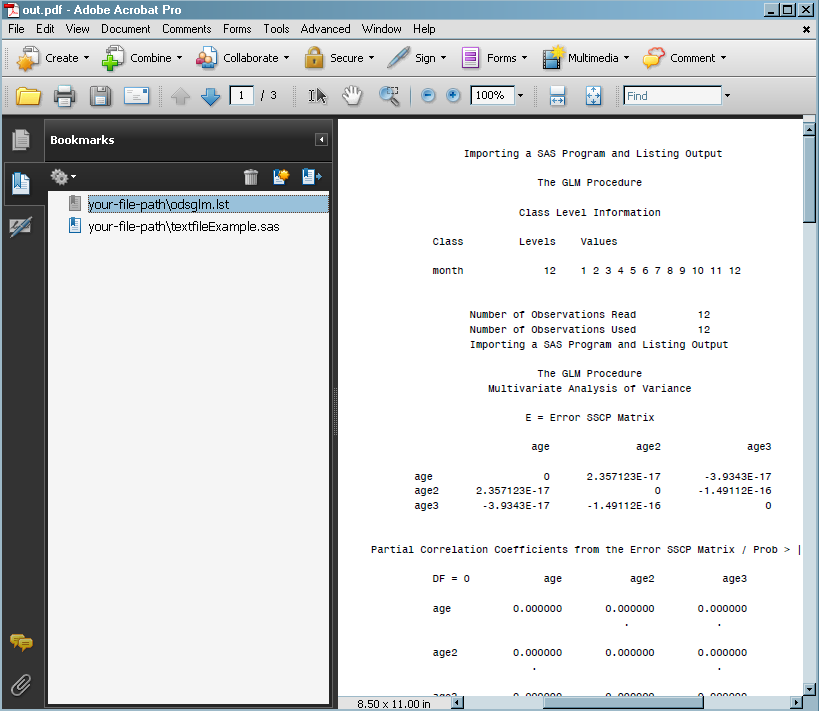 Imported LISTING Output