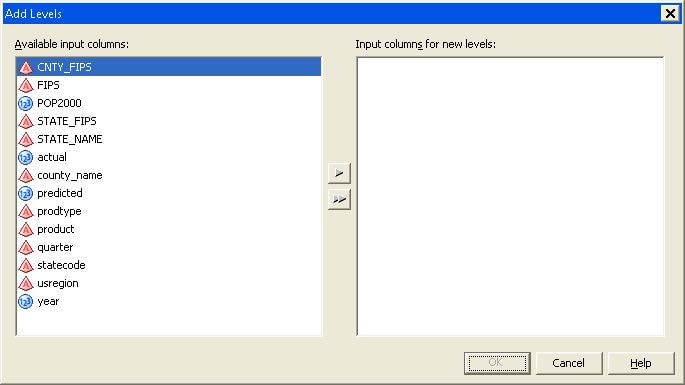 Add Levels Dialog Box