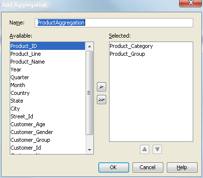 Add Aggregations Dialog Box