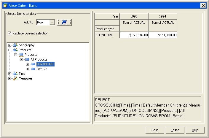 Row Axis Filter