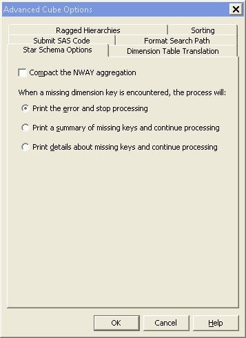 Advanced Cube Options – Star Schema Options Tab