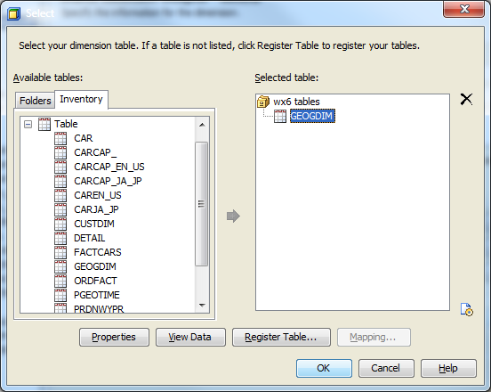 Select a Dimension Table