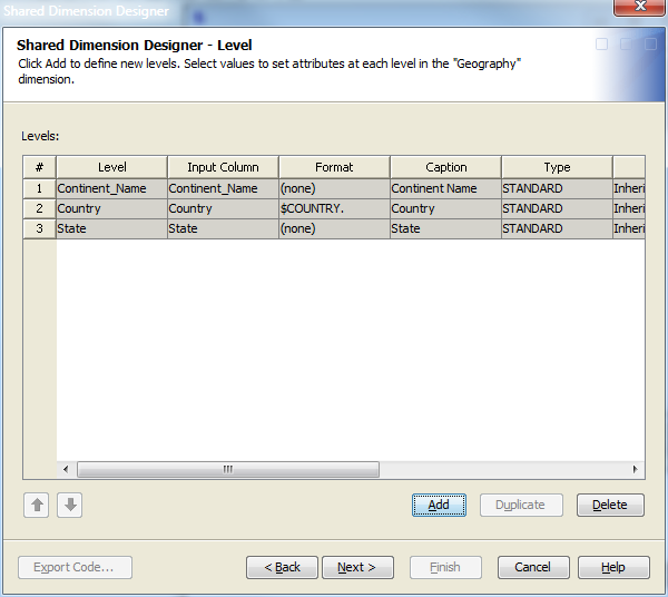 Customize the Levels in the Shared Dimension