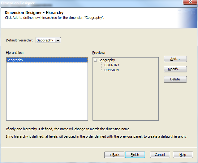 Dimension Designer – Hierarchy