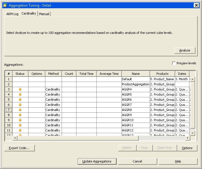 Aggregation Tuning Dialog Box