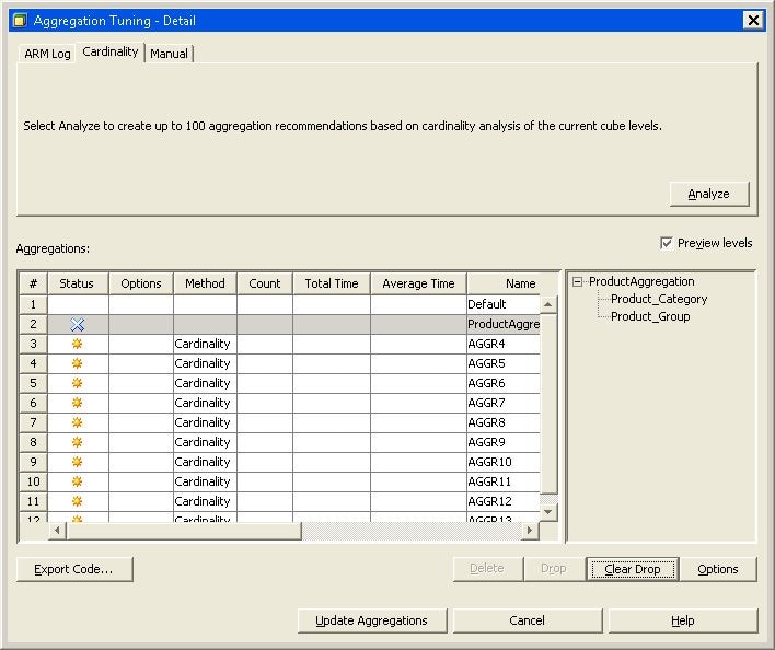 Aggregation Tuning – Clear Drop Button