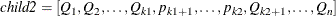 \[  \emph{child2}=\left[Q_1,Q_2,\ldots ,Q_{k1},p_{k1+1},\ldots ,p_{k2},Q_{k2+1},\ldots ,Q_ n\right]  \]