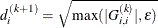 \[  d_ i^{(k+1)} = \sqrt {\max (|G^{(k)}_{i,i}|,\epsilon )}  \]