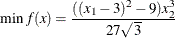 \[  \min f(x) = \frac{((x_1 - 3)^2 - 9) x_2^3}{27 \sqrt {3}}  \]