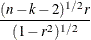 \[  \frac{(n-k-2)^{1/2}r}{(1-r^{2})^{1/2}}  \]