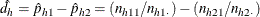 \[  \hat{d}_ h = \hat{p}_{h1} - \hat{p}_{h2} = (n_{h11} / n_{h1 \cdot }) - (n_{h21} / n_{h2 \cdot })  \]