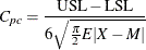 \[  C_{pc} = \frac{\mbox{USL} - \mbox{LSL}}{6 \sqrt {\frac{\pi }{2} E |X - M|}}  \]