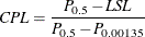 \[  CPL = \frac{P_{0.5} - \mi {LSL} }{P_{0.5}-P_{0.00135}}  \]