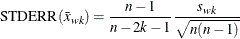 \[  \mr {STDERR}(\bar{x}_{wk}) = \frac{n-1}{n-2k-1} \frac{s_{wk}}{\sqrt {n(n-1)}}  \]