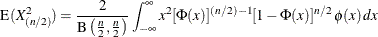 \[  \mbox{E}(X_{(n/2)}^2) = \frac{2}{\mbox{B}\left( \frac{n}{2},\frac{n}{2} \right) } \displaystyle \int _{-\infty }^\infty x^2 [\Phi (x)]^{(n/2)-1} [1-\Phi (x)]^{n/2} \,  \phi (x) \,  dx  \]