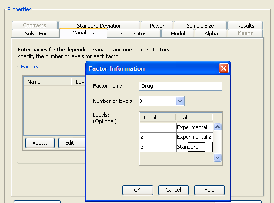  Factor Definition Window