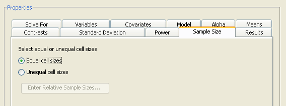  Sample Size Tab with Equal Cell Sample Sizes 