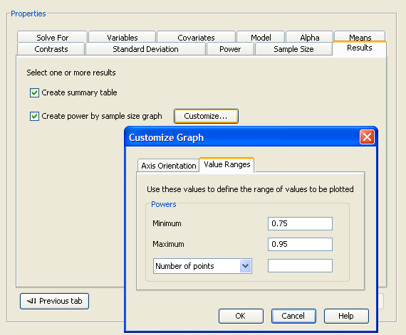  Value Ranges on Customize Graph Window 