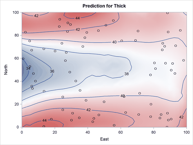 Surface Plot and Contours of Kriged Coal Seam Thickness