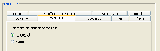  Distribution Tab with Lognormal Option 