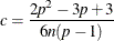 \[  \mi {c} = \frac{2 \mi {p}^2 - 3 \mi {p} + 3}{6 \mi {n}(\mi {p}-1)}  \]