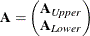 \[  \mb {A} = \left( \begin{matrix}  \mb {A}_{\mathit{Upper}}   \\ \mb {A}_{\mathit{Lower}}   \\ \end{matrix} \right)  \]