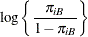 $\displaystyle \log \left\{  \frac{\pi _{iB}}{1-\pi _{iB}} \right\}   $