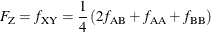 \[  F_{\mr {Z}} = f_{\mr {XY}} = \frac{1}{4} \left( 2f_{\mr {AB}} + f_{\mr {AA}} + f_{\mr {BB}} \right)  \]