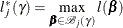 \[  l_ j^*(\gamma ) = \max _{\bbeta \in {\mc {B}}_ j(\gamma )} l(\bbeta )  \]