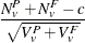 $\displaystyle  \frac{N^ P_ v + N^ F_ v -c}{\sqrt {V^ P_ v + V^ F_ v}}  $