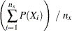 $\displaystyle  \left( \sum _{i=1}^{n_ x} P(X_ i) \right) ~  / ~  n_ x  $