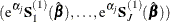 $\displaystyle  (\mr {e}^{\hat{\alpha }_ j}\bS ^{(1)}_1(\hat{\bbeta }), \ldots , \mr {e}^{\hat{\alpha }_ j}\bS ^{(1)}_ J(\hat{\bbeta }))  $