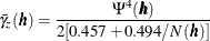 \[  \bar{\gamma }_ z(\bm {h}) = \frac{\Psi ^4(\bm {h})}{2 [0.457 + 0.494/N(\bm {h})]}  \]