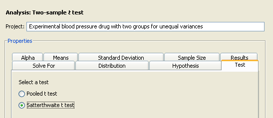  Satterthwaite t Test Option