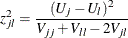 \[  z^2_{jl}= \frac{(U_ j - U_ l)^2}{V_{jj} + V_{ll} - 2V_{jl}}  \]