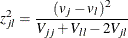 \[  z^2_{jl}= \frac{(v_ j - v_ l)^2}{V_{jj} + V_{ll} - 2V_{jl}}  \]