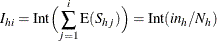 \[  I_{hi} = \mr {Int} \Bigl ( \sum _{j=1}^ i \mr {E}(S_{hj}) \Bigr ) = \mr {Int} ( i n_ h / N_ h )  \]