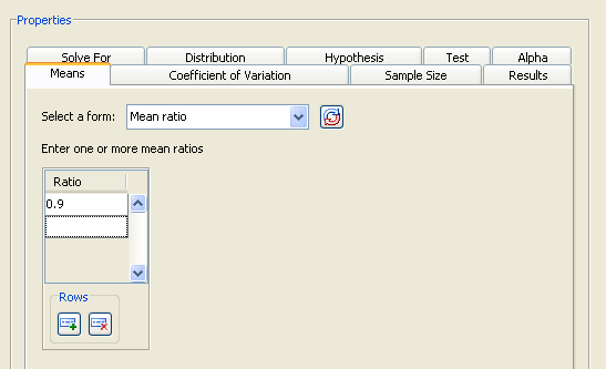 Means Tab with Mean Ration Form and Values