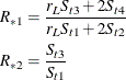 \begin{align*}  R_{*1} & = \frac{r_ L S_{t3} + 2 S_{t4}}{r_ L S_{t1} + 2 S_{t2}} \\ R_{*2} & = \frac{S_{t3}}{S_{t1}} \end{align*}